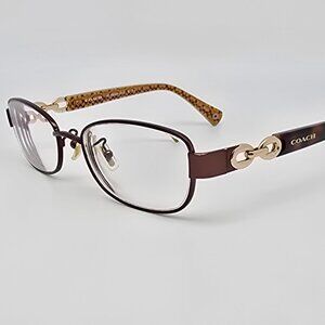 *SOLD* Coach HC5054 9187 Faina Satin Brown/Dark Tortoise Gold Sig C Eyeglasses